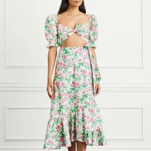 ⬇️ Hill House Mirabel & Isabella Set Skirt and Top in Pink Roses‎ Poplin XS New